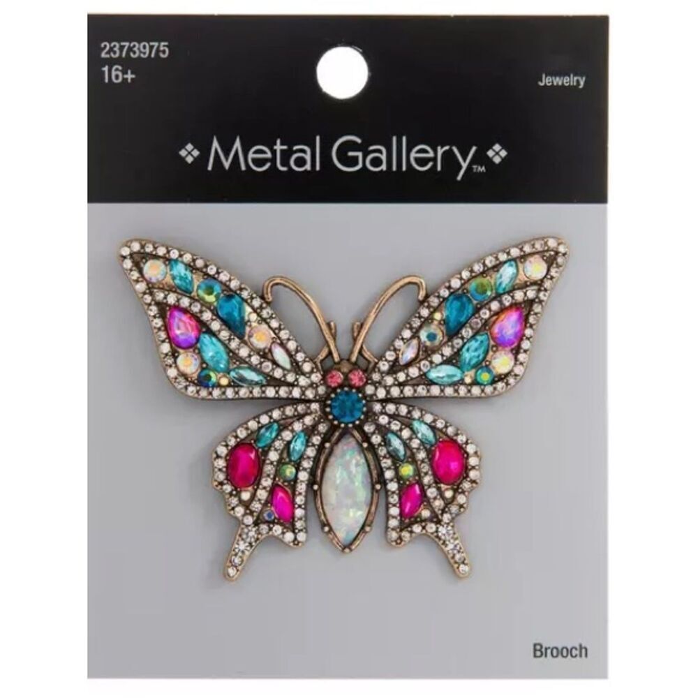 New Metal Gallery Multicolor Crystal Butterfly Brooch